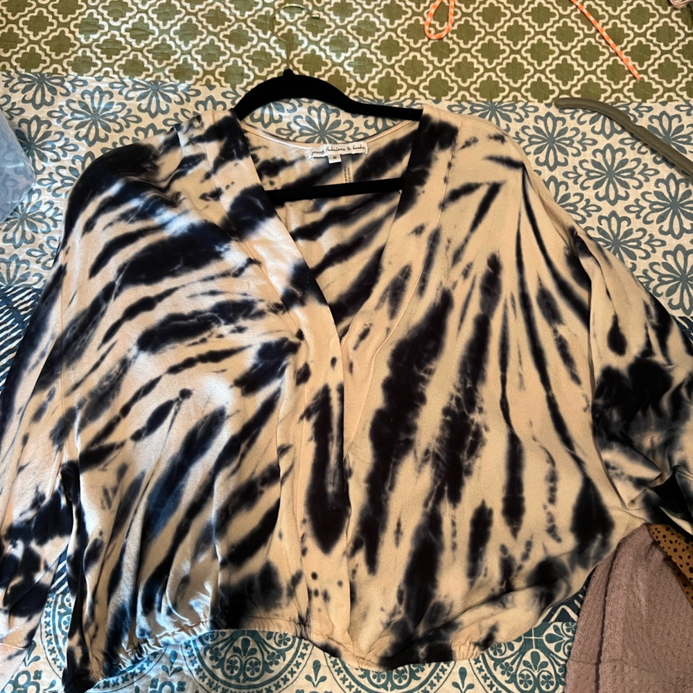 Tie Dye Crème & Blue Blouse
